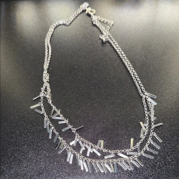 Express Silver Layered Fringe Necklace - Picture 1 of 4